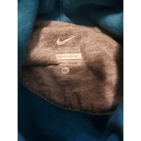 Nike Womens Spellout Swoosh Velvet Logo Blue Hoodie Sweatshirt Size XLarge - Picture 5 of 5